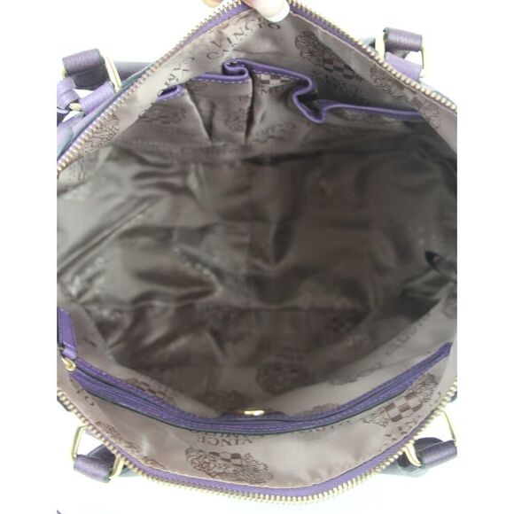 Vince Camuto PURPLE GENUINE LEATHER SHOULDER BAG HANDBAG TOTE HOBO PURSE - Picture 10 of 16
